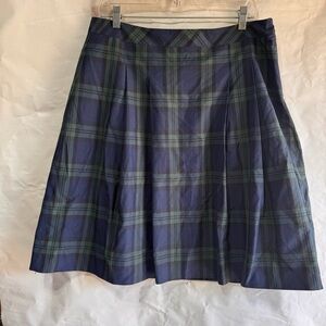 Talbots // blue, green black watch plaid a line skirt size 14 petite Aug1